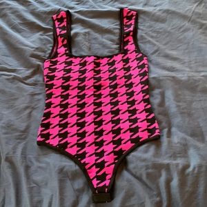 Ronny Kobo Collection Pink and Black Bodysuit